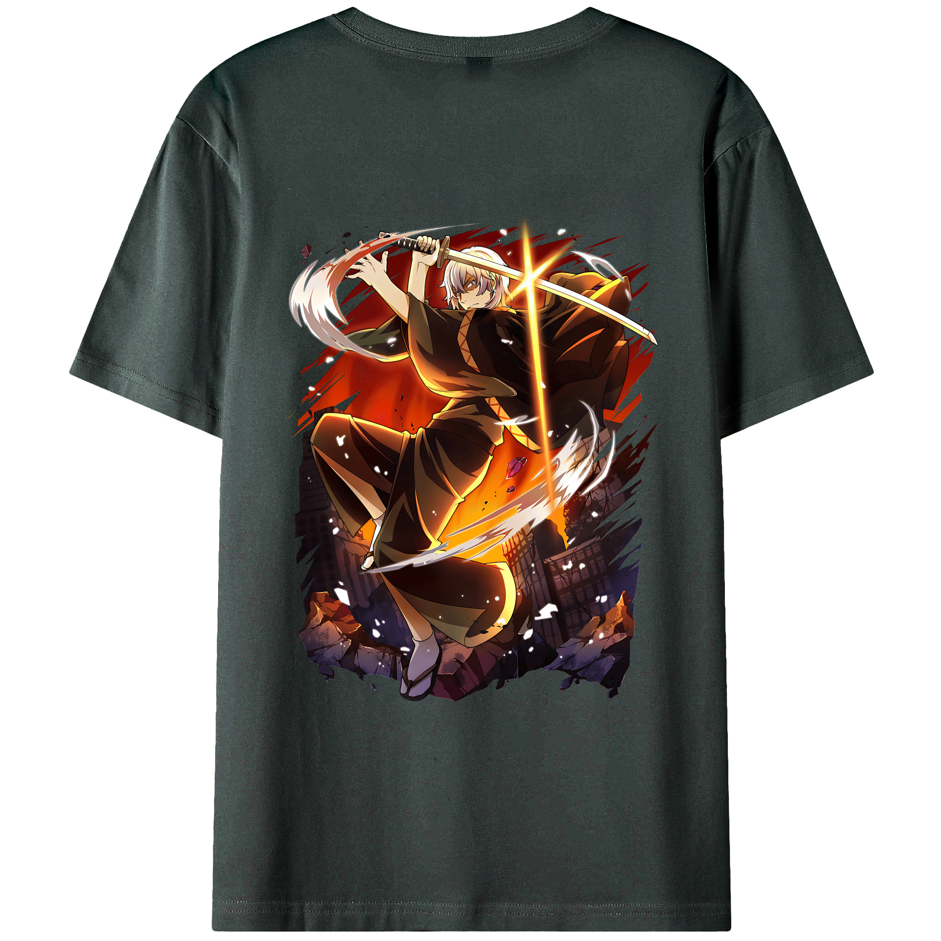 （画像用） 文豪ストレイドッグス Bungo Stray Dogs 綿100％ メンズ半袖Tシャツ（バックプリント） 通気性